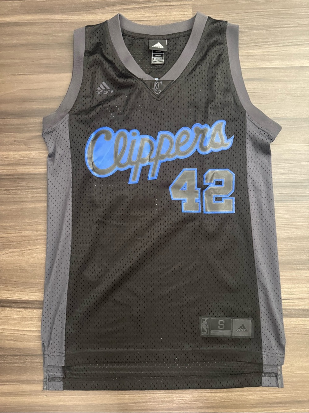 Adidas Elton Brand #42 Los Angeles Clippers NBA Black Out Stitched Jersey Men Sm